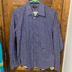 Medium blue dress shirt chess piece pattern